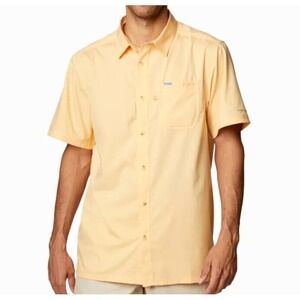Columbia Sportswear Mens Yellow Short Sleeve Performance Fishing‎ Shirt Size L